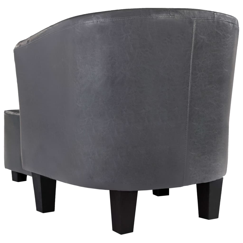 Sessel mit Fußhocker Grau Kunstleder