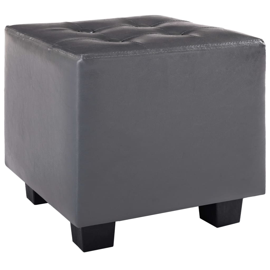 Sessel mit Fußhocker Grau Kunstleder