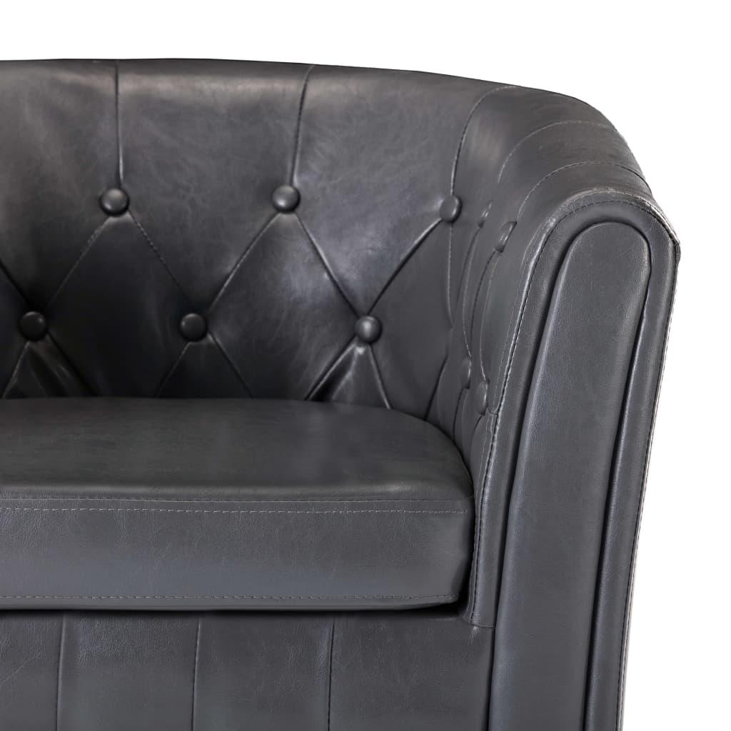 Sessel mit Fußhocker Grau Kunstleder
