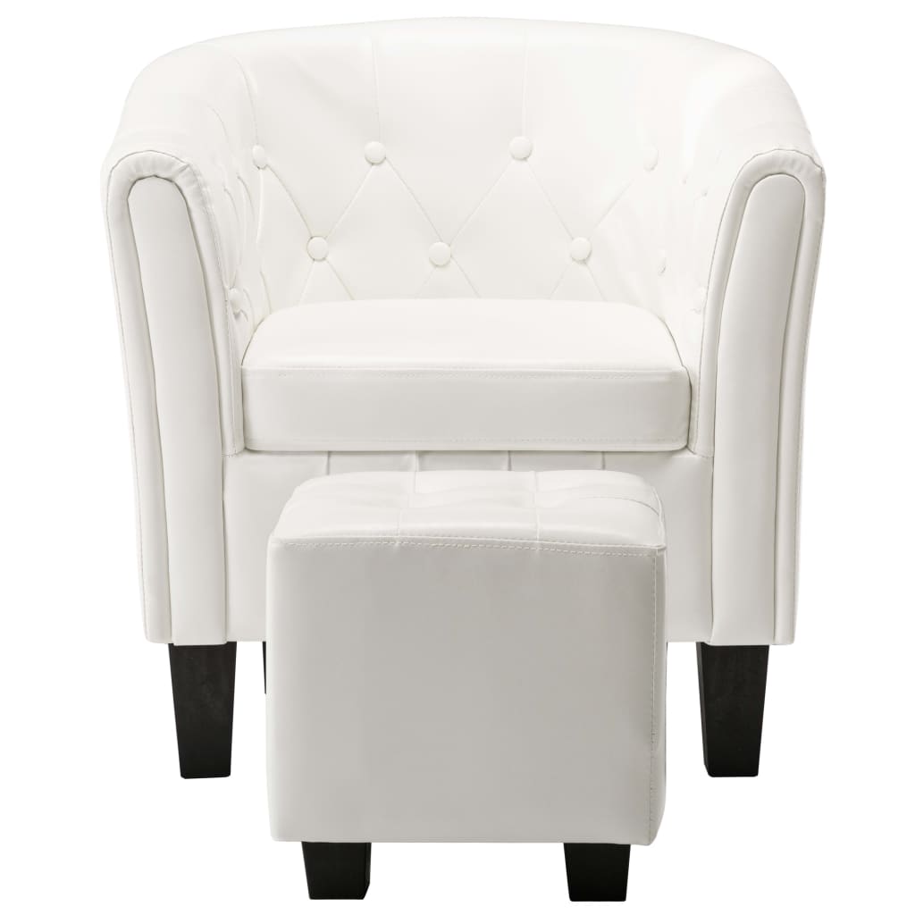 Sessel mit Fußhocker Weiß Kunstleder
