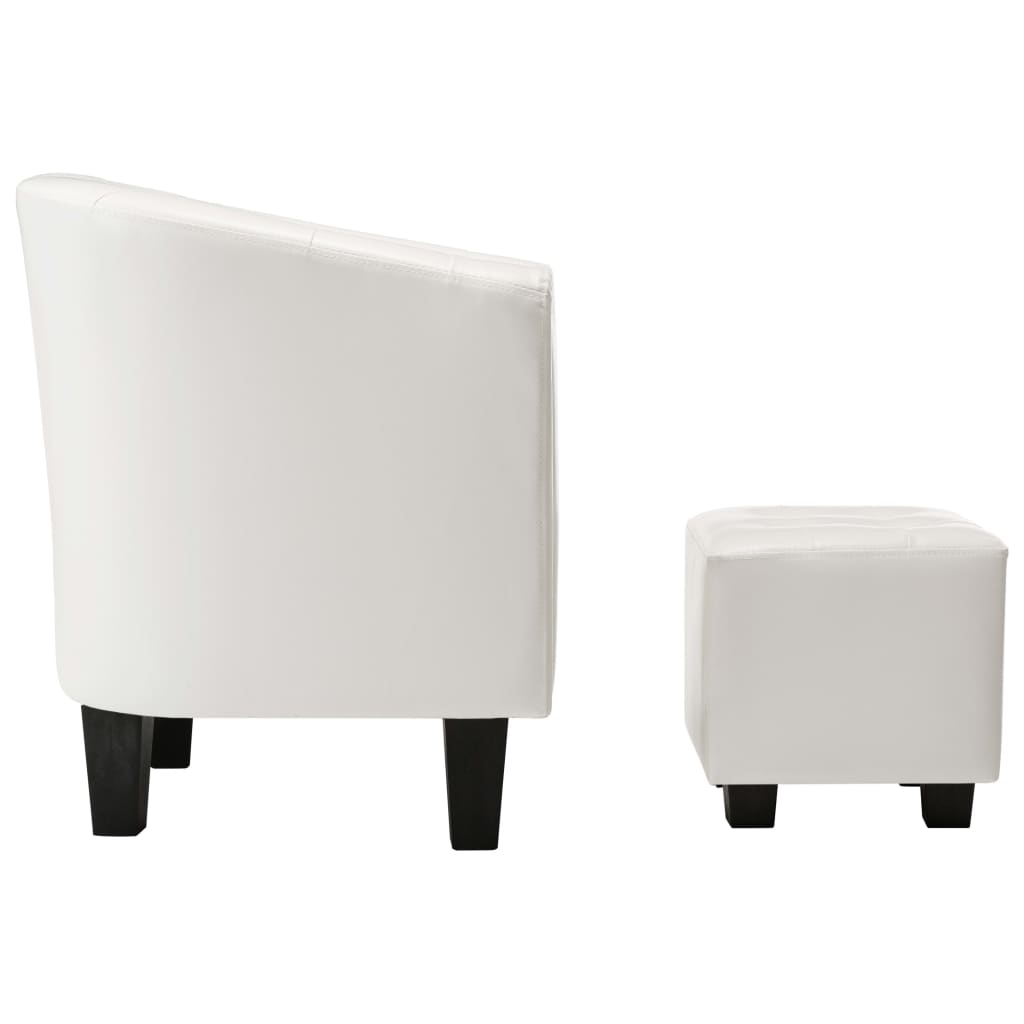 Sessel mit Fußhocker Weiß Kunstleder