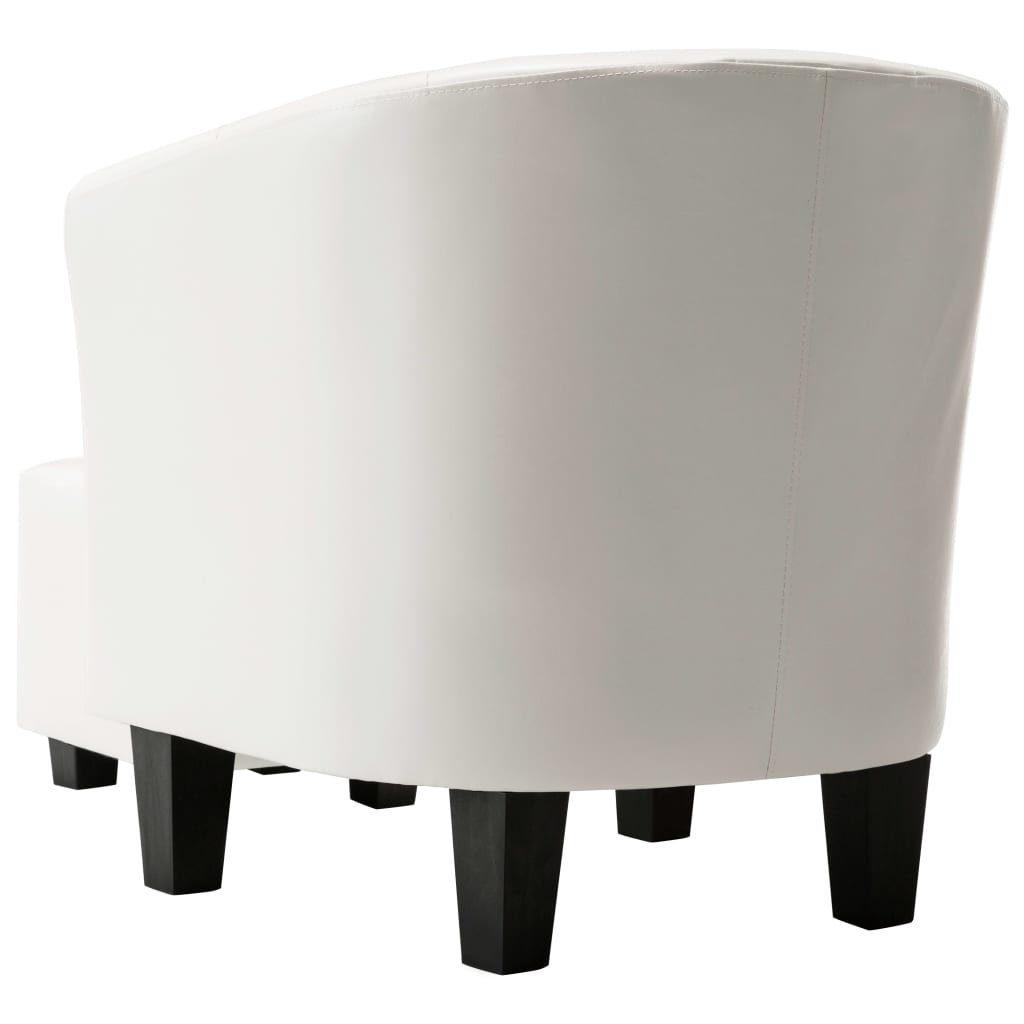 Sessel mit Fußhocker Weiß Kunstleder