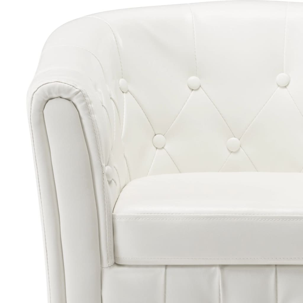 Sessel mit Fußhocker Weiß Kunstleder