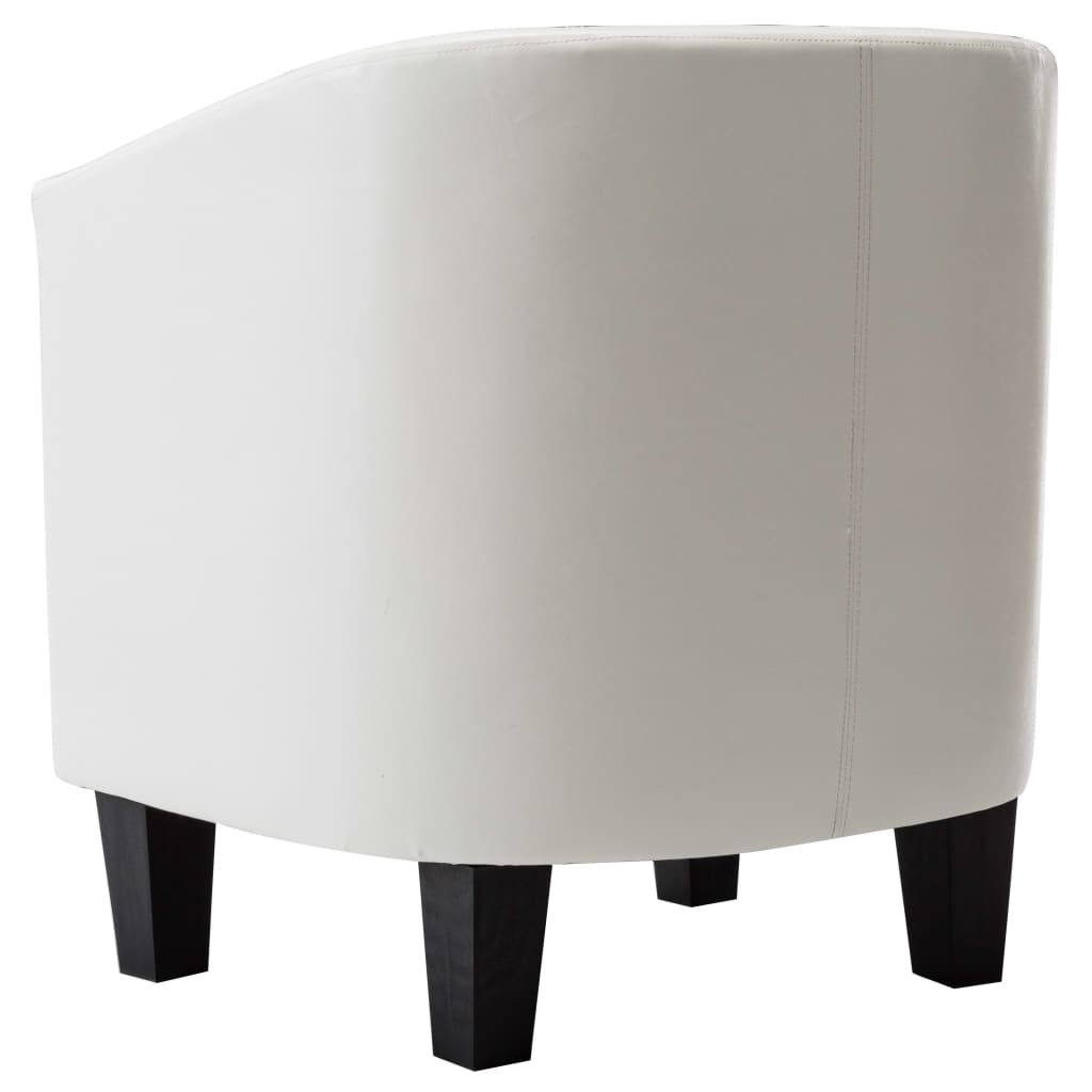 Sessel mit Fußhocker Weiß Kunstleder