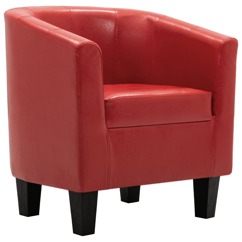 Sessel mit Fußhocker Rot Kunstleder
