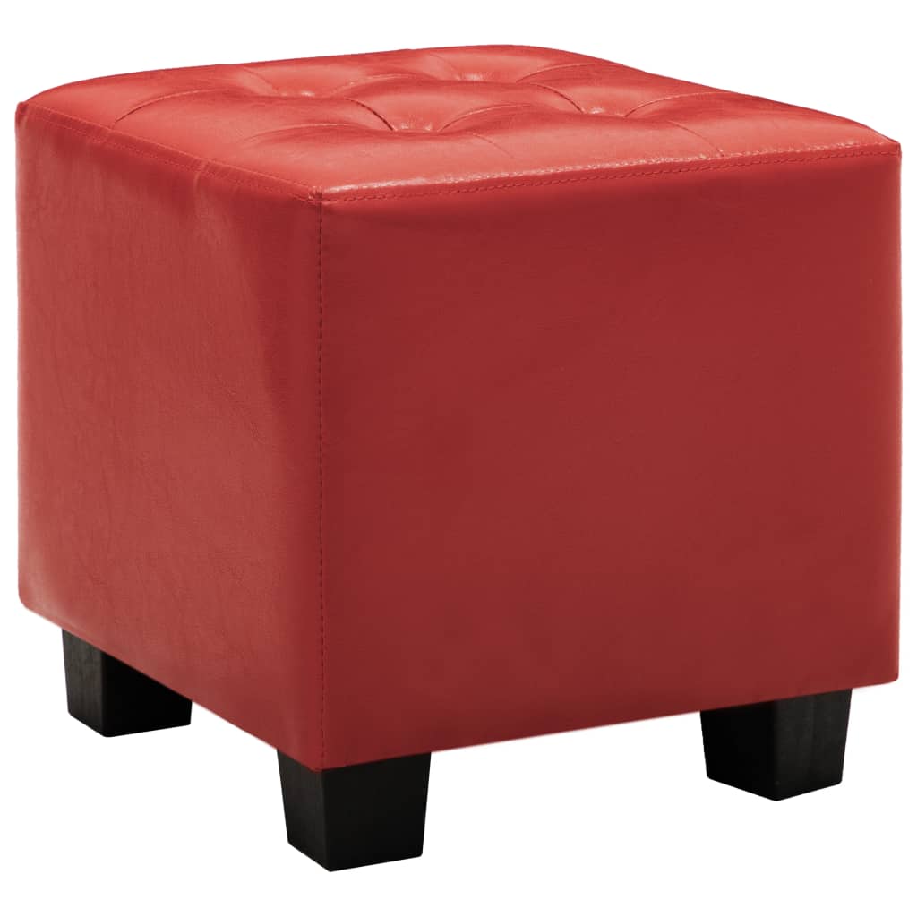 Sessel mit Fußhocker Rot Kunstleder