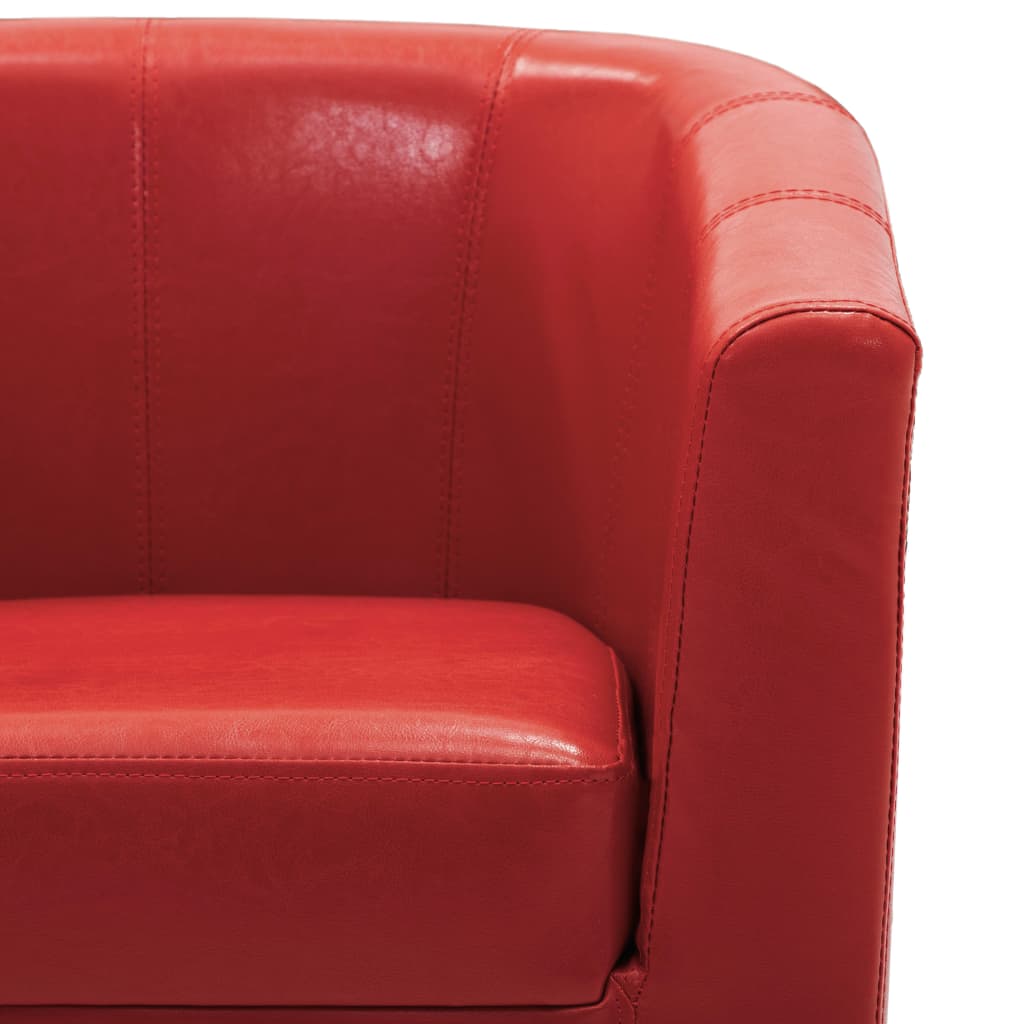 Sessel mit Fußhocker Rot Kunstleder