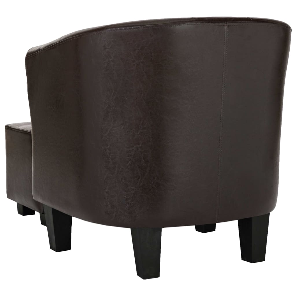Clubsessel mit Hocker Braun Kunstleder