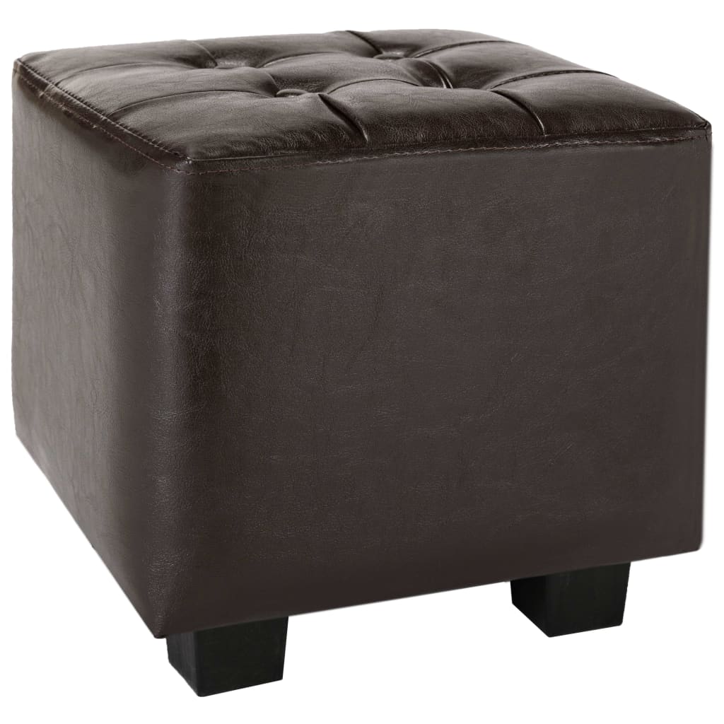 Clubsessel mit Hocker Braun Kunstleder