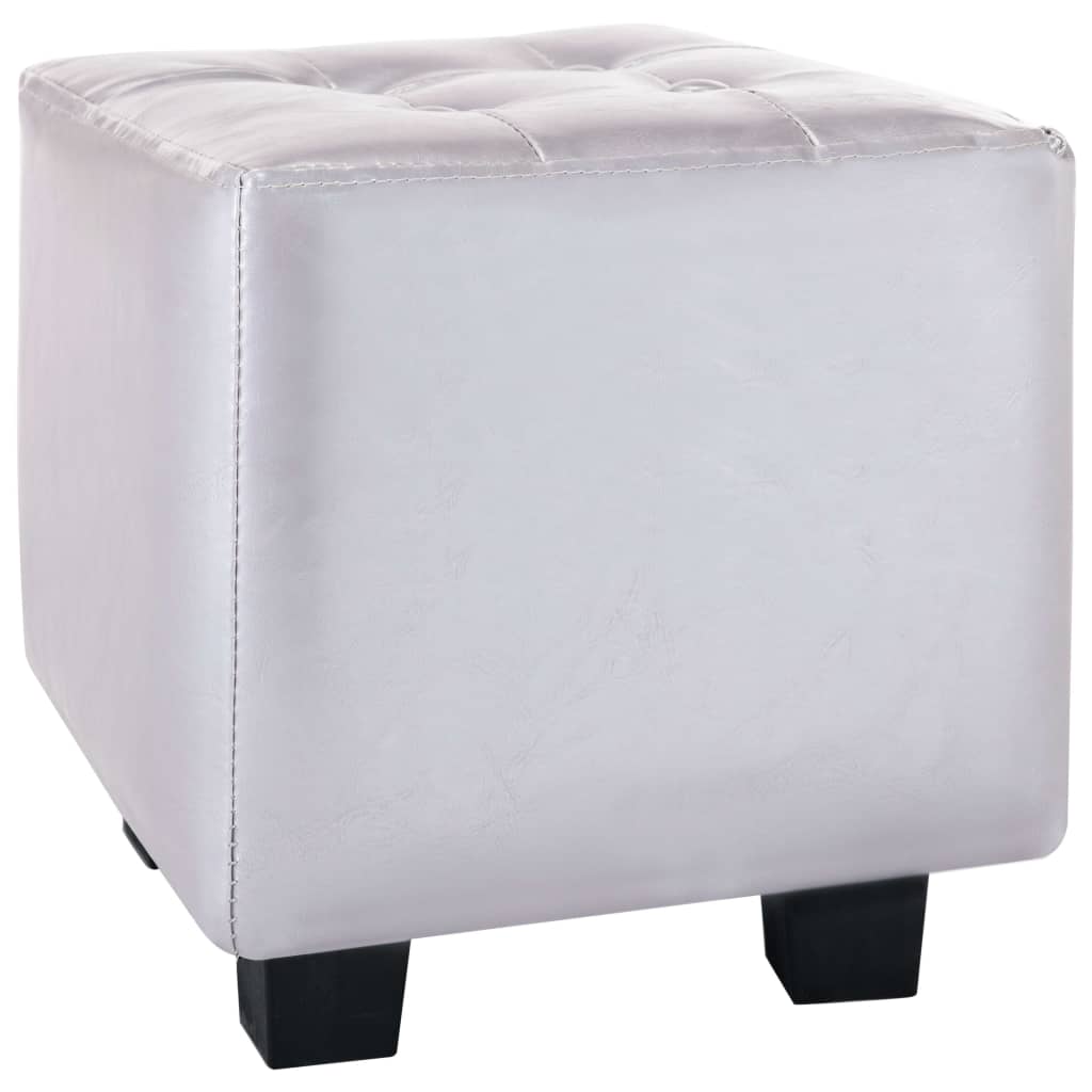 Clubsessel mit Hocker Glänzendes Silbern Kunstleder