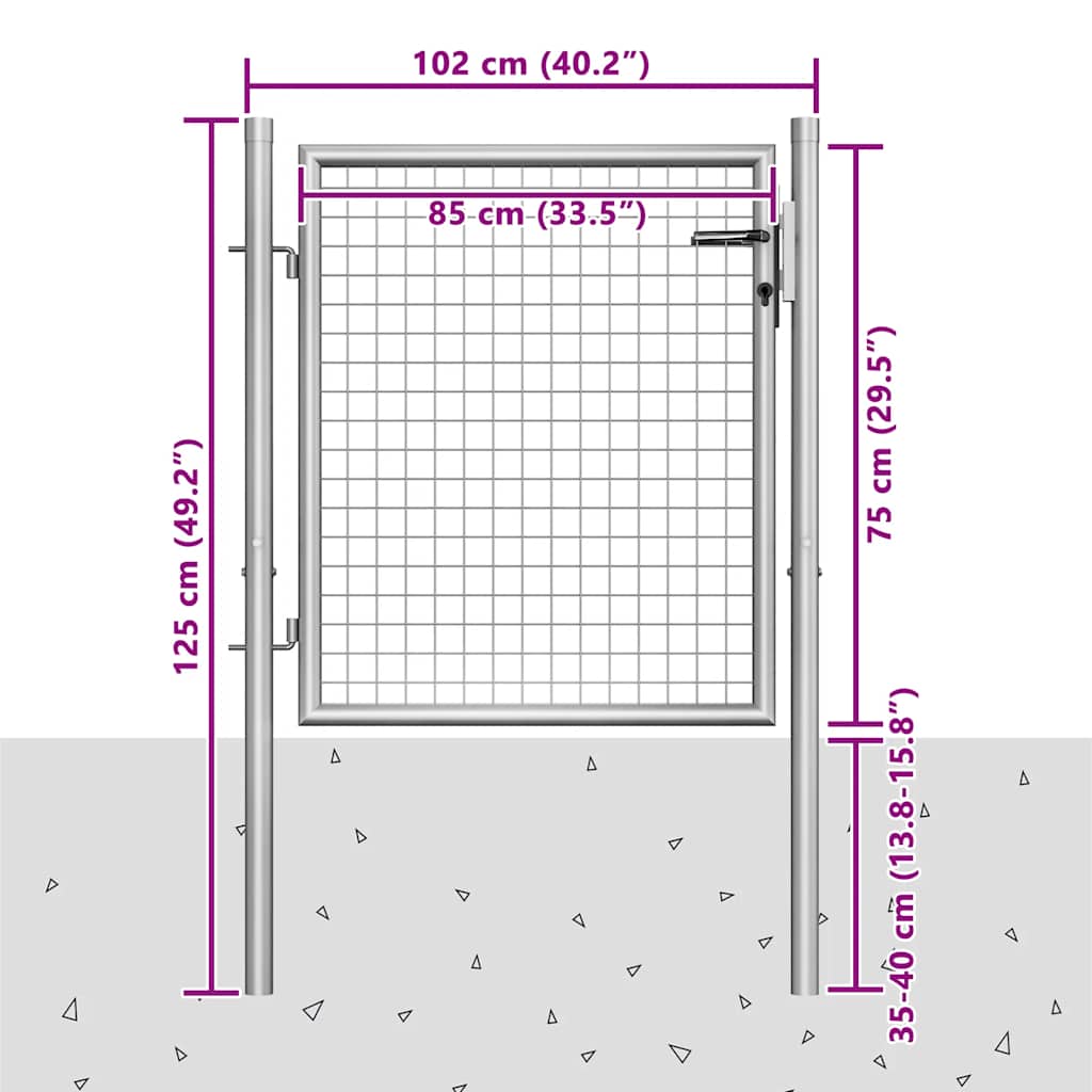 Gartentor verzinkter Stahl 105x75 cm Silber
