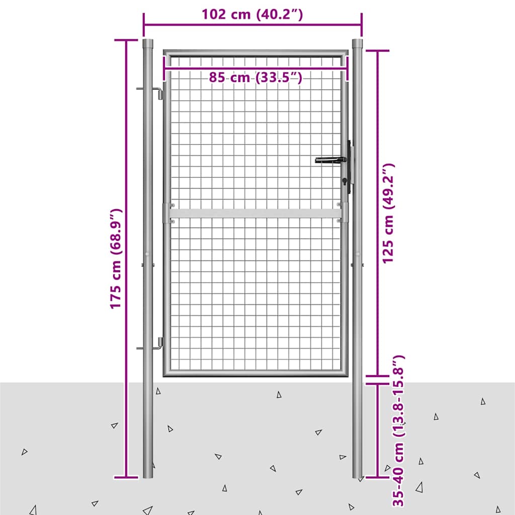 Gartentor verzinkter Stahl 100 x 125 cm Silber