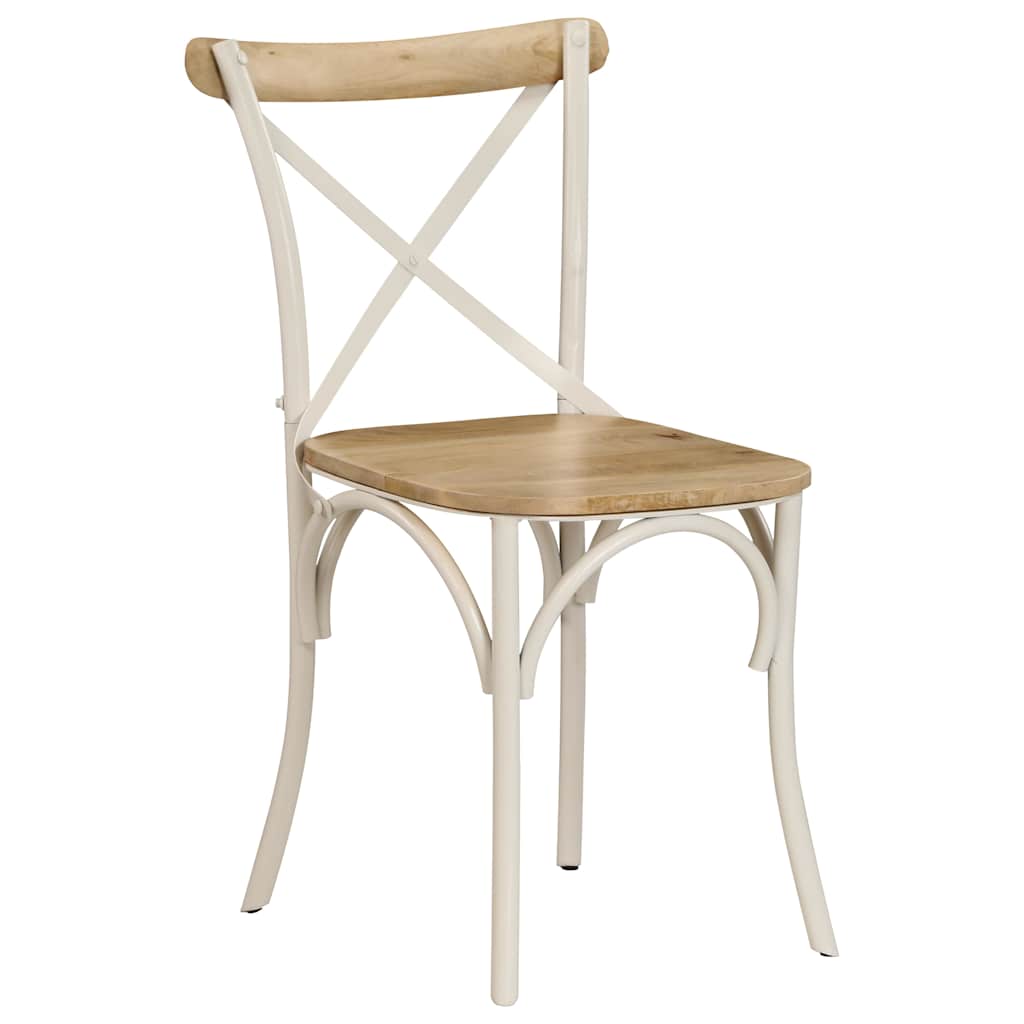 Kreuzstühle 2 Stk. Weiß Massivholz Mango