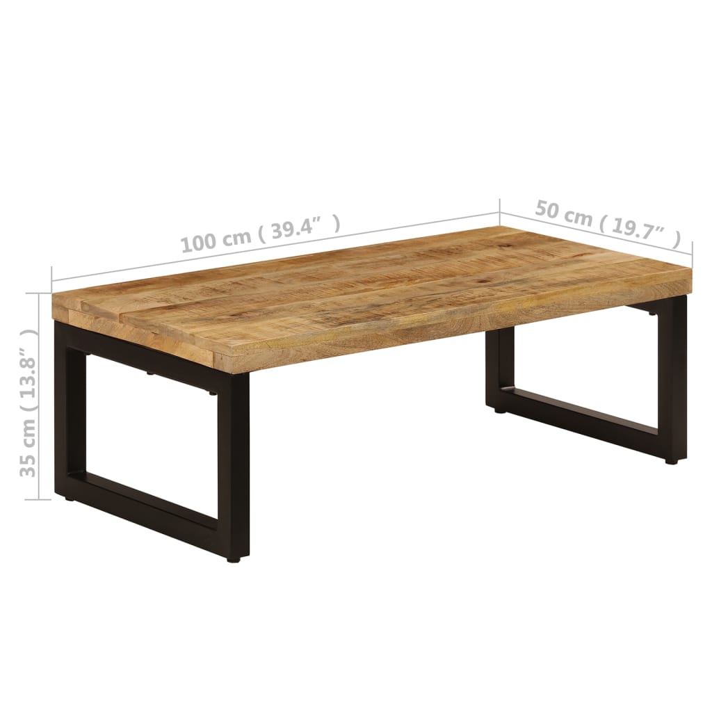 Coffee table 100x50x35 cm solid mango wood and steel