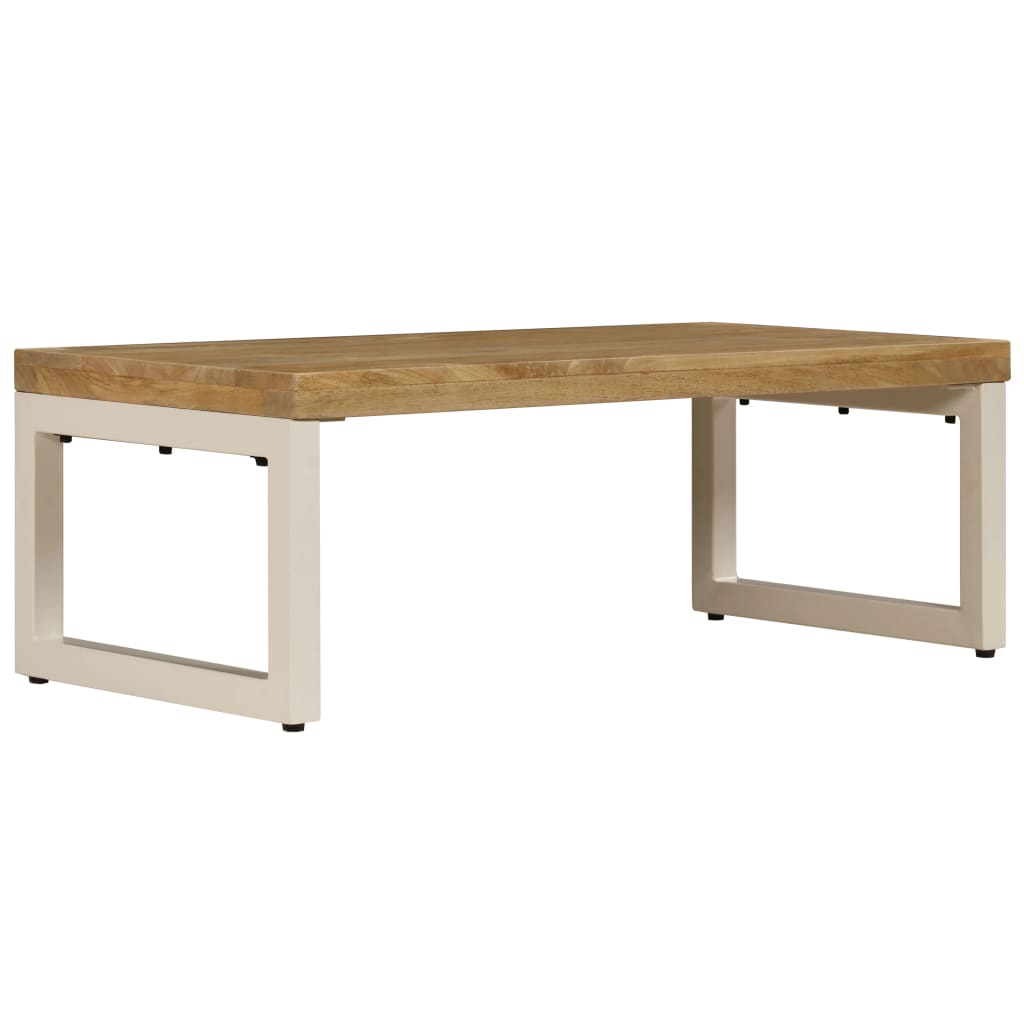 Coffee table 100x50x35 cm solid mango wood and steel