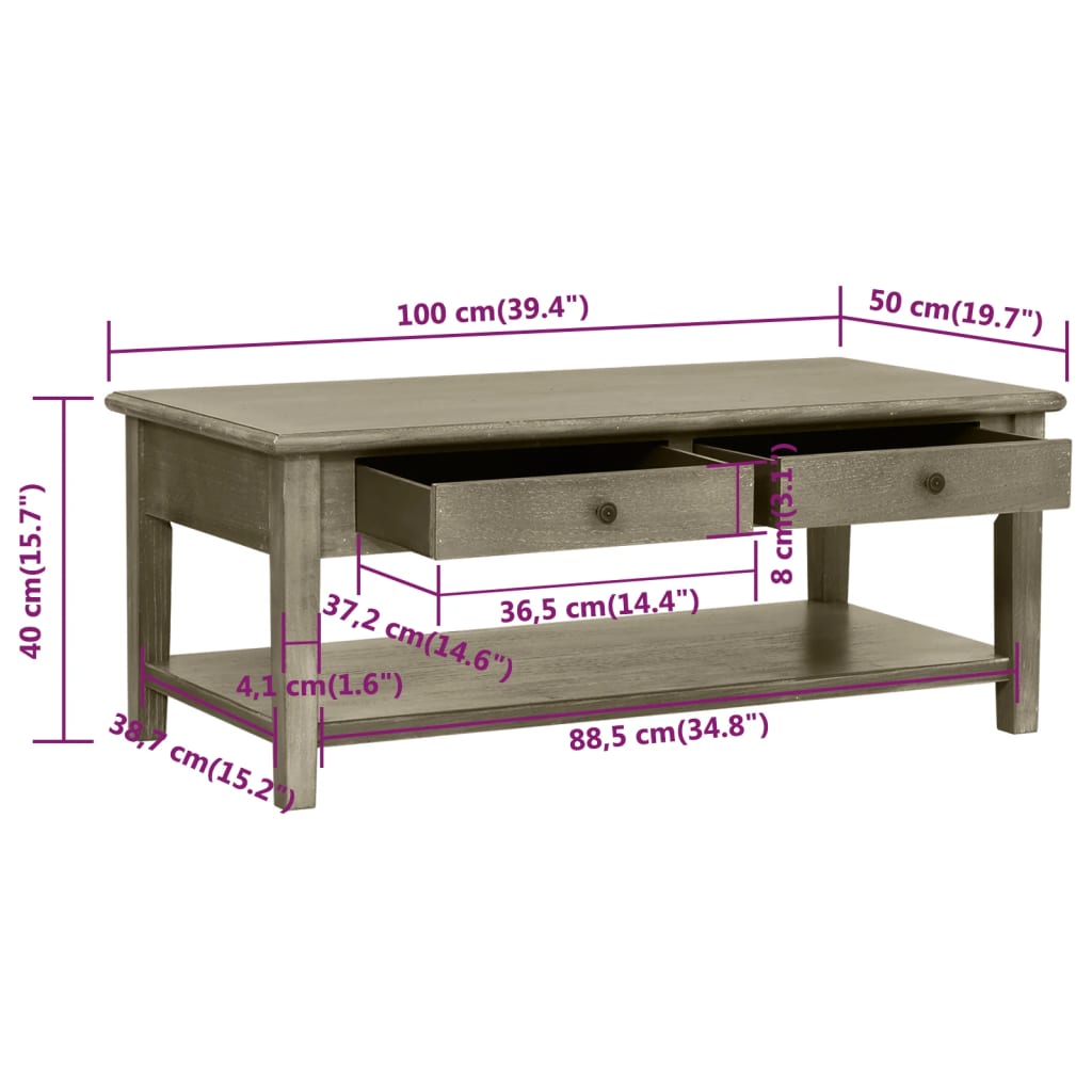 Couchtisch 100×50×40 cm Holz