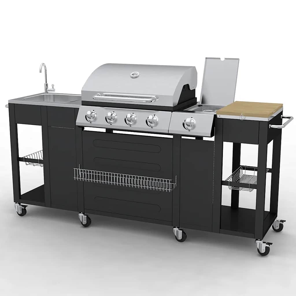 Grill à gaz avec 4+1 flammes noir
