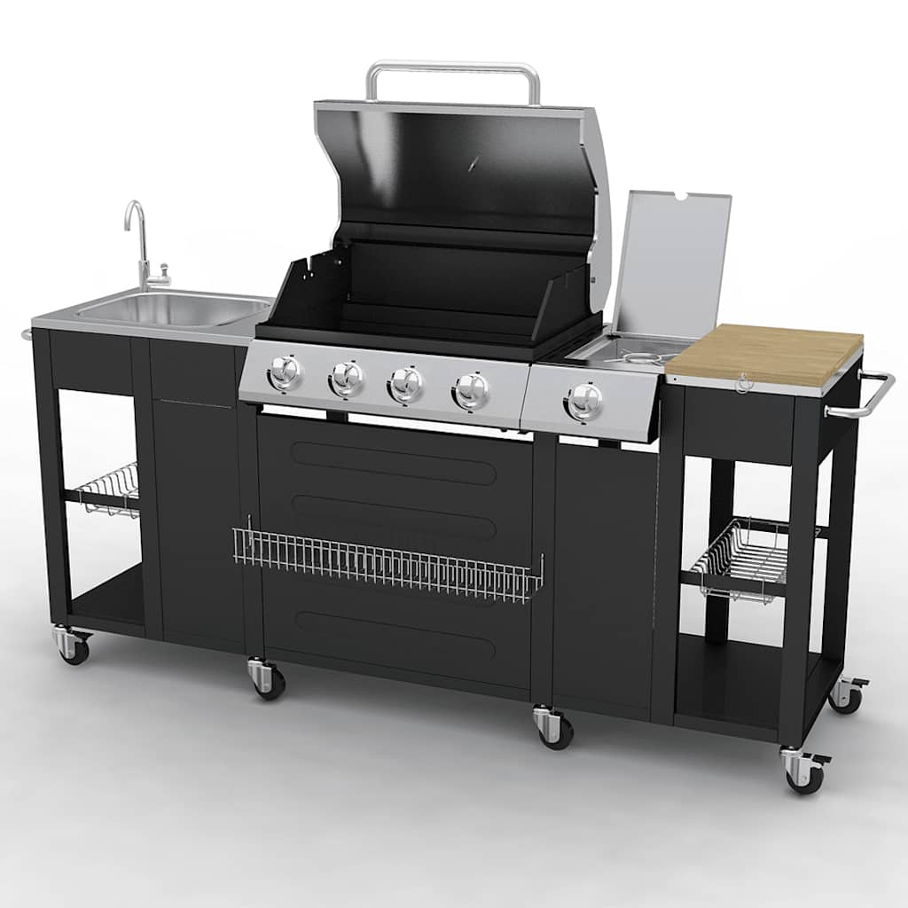 Grill à gaz avec 4+1 flammes noir