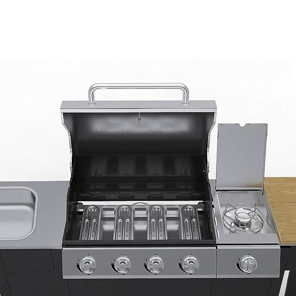 Grill à gaz avec 4+1 flammes noir