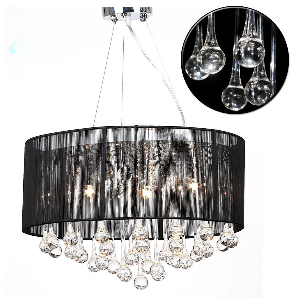 Crystal chandelier with 85 real glass crystals black