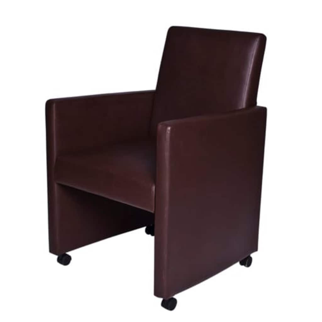 Dining Chairs 2 pcs. Brown Faux Leather