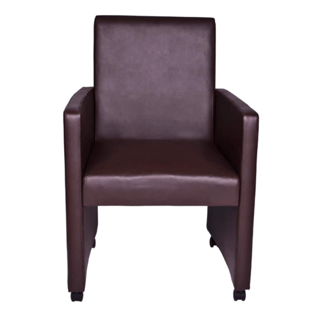 Dining Chairs 2 pcs. Brown Faux Leather