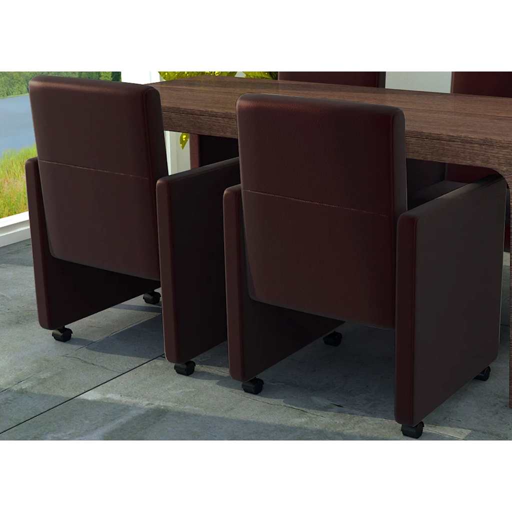 Dining Chairs 2 pcs. Brown Faux Leather