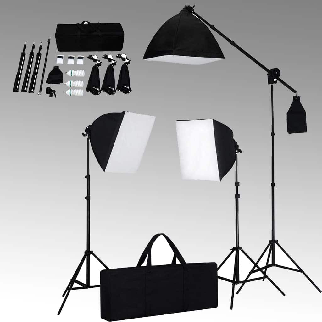 Studiobeleuchtung-Set 3 Fotolampen mit Stativ & Softbox