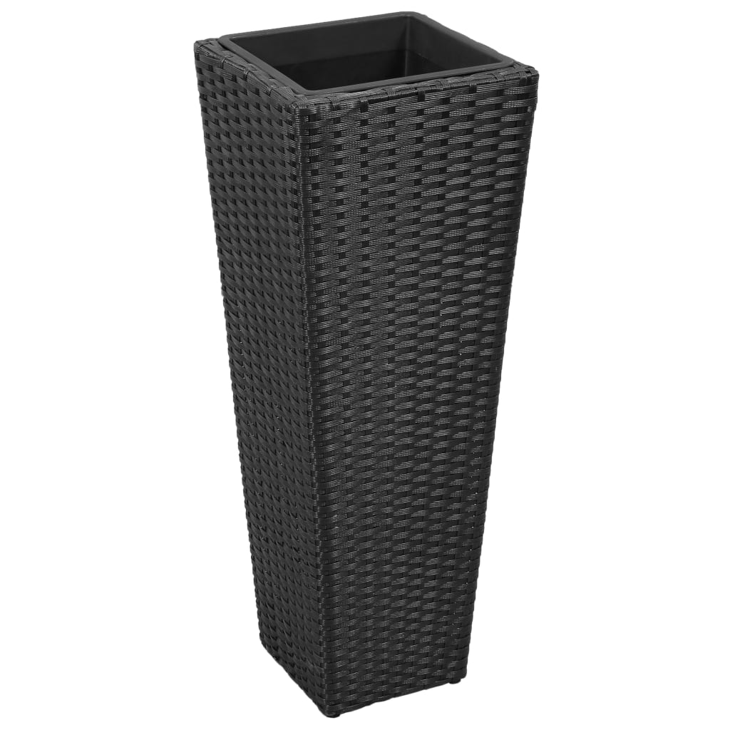Garden raised bed 3-piece Poly Rattan Black