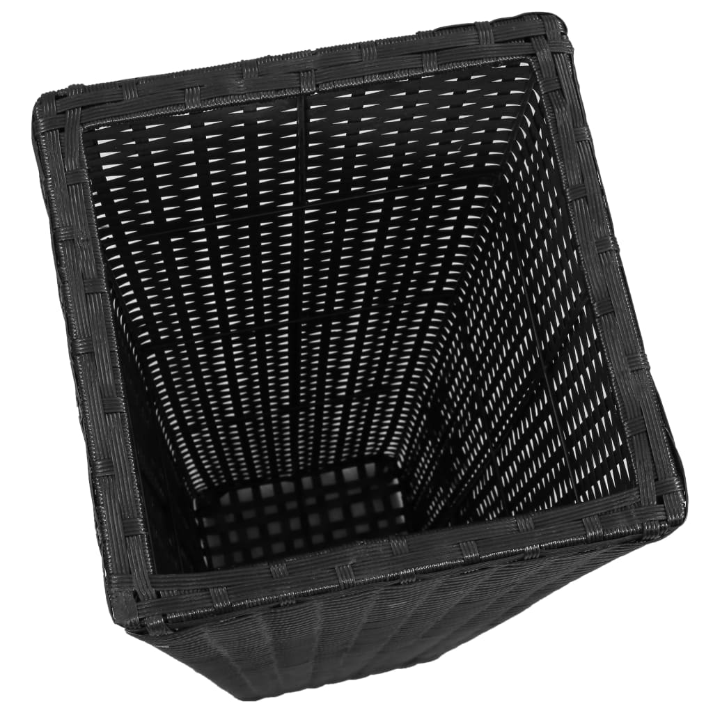 Garden raised bed 3-piece Poly Rattan Black