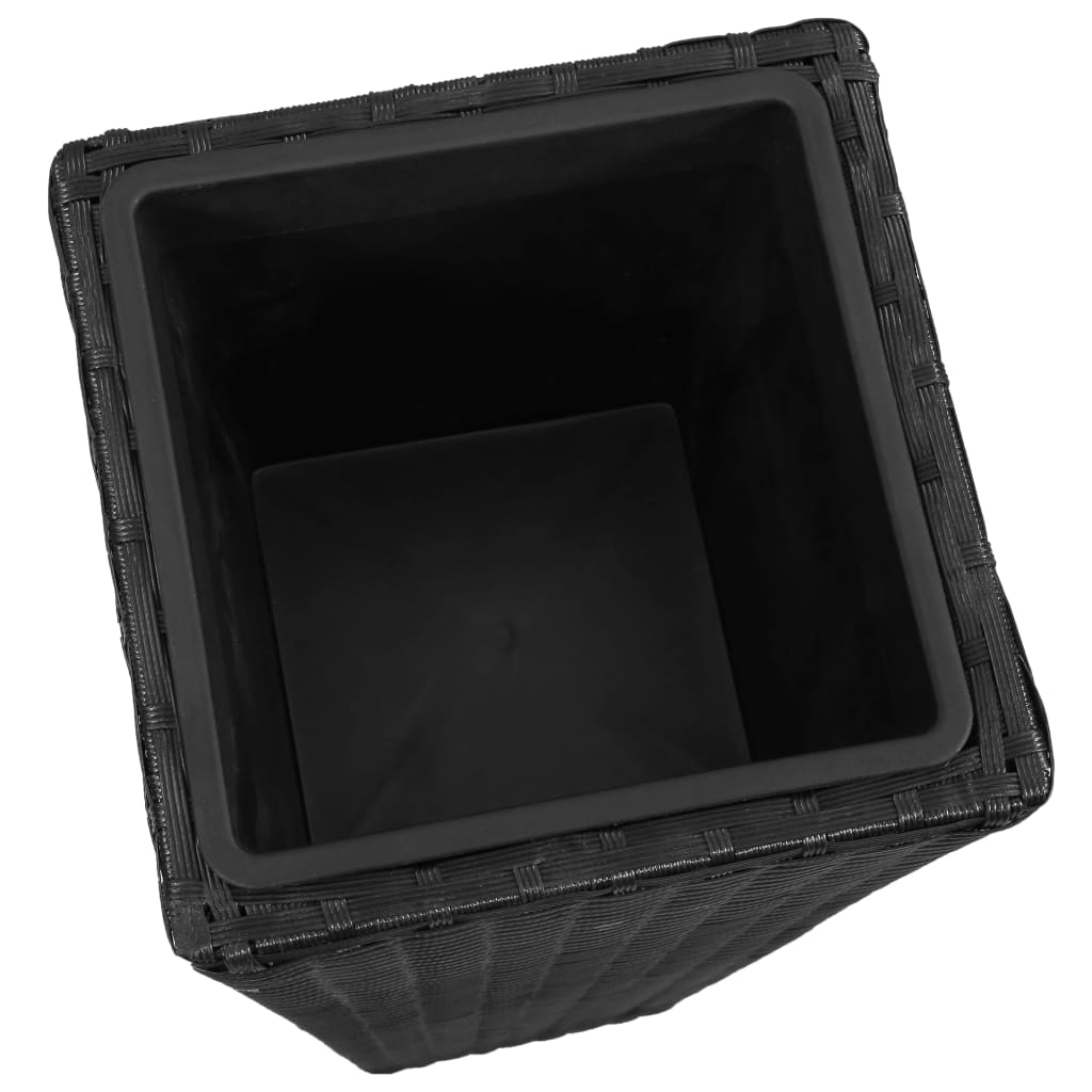 Garden raised bed 3-piece Poly Rattan Black