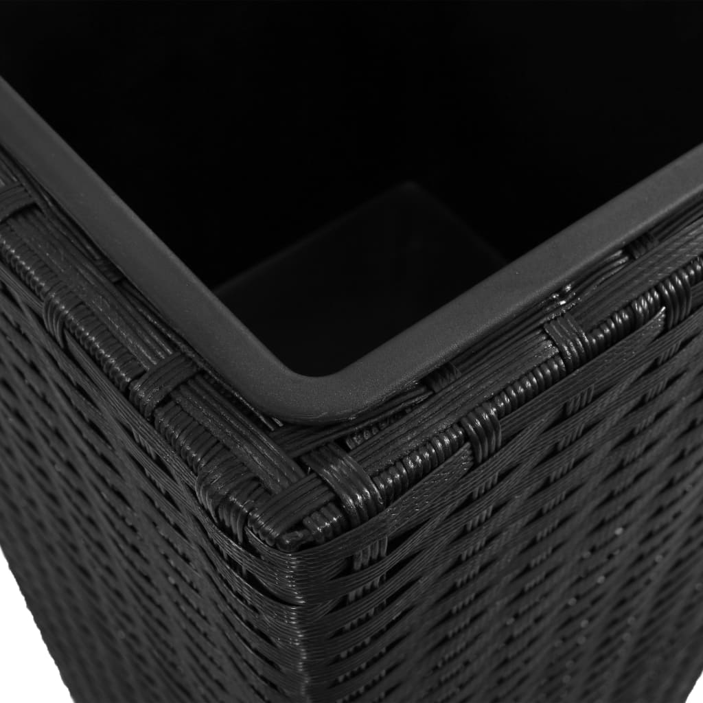 Garden raised bed 3-piece Poly Rattan Black