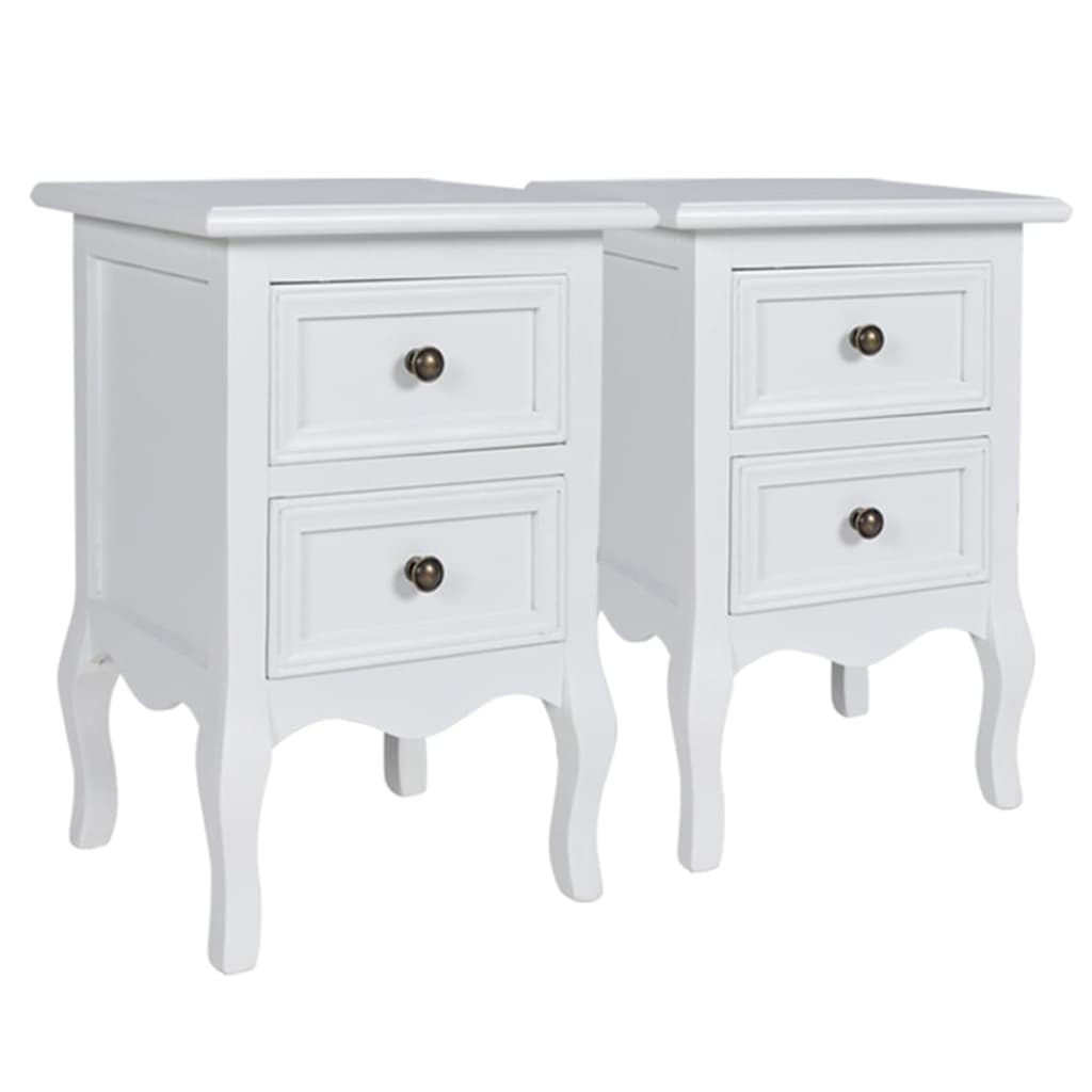 Tables de chevet 2 pièces avec 2 tiroirs en MDF blanc
