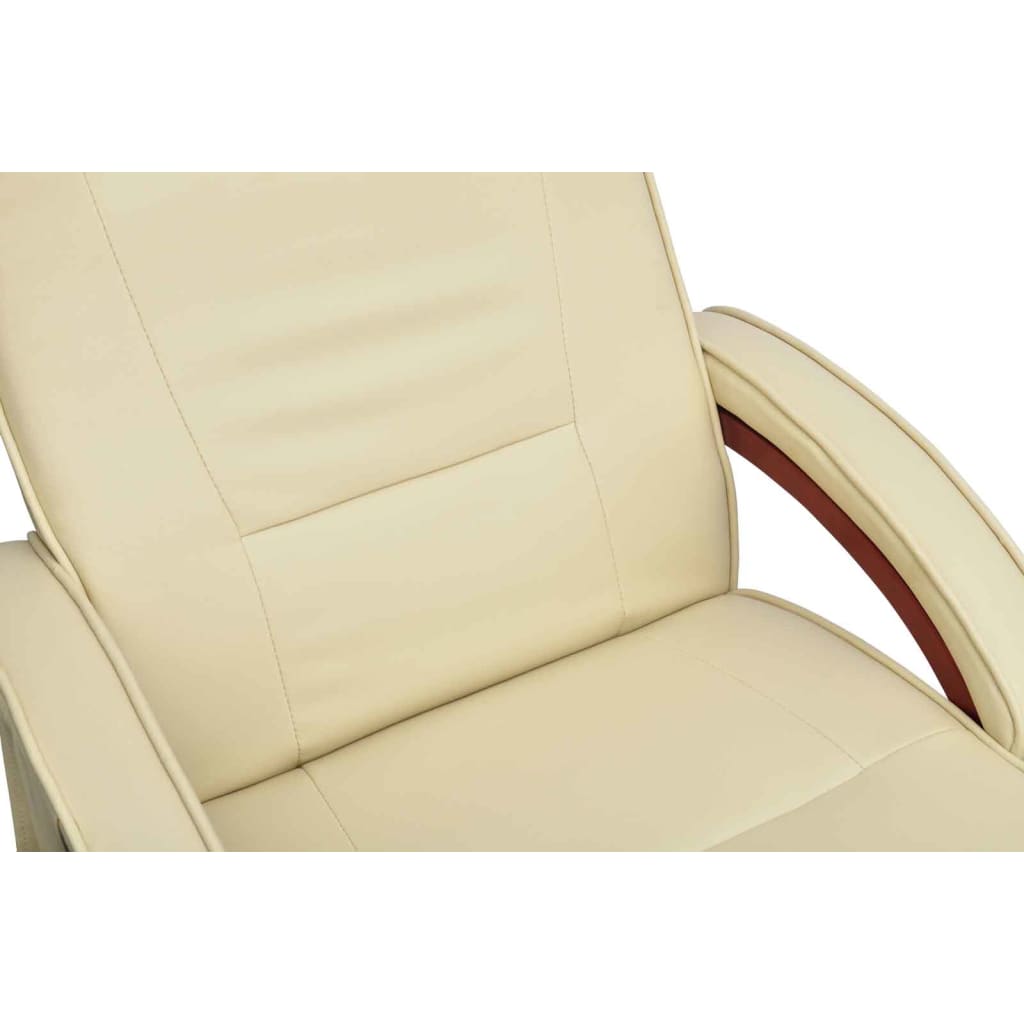 Massagesessel mit Fußhocker Creme Kunstleder