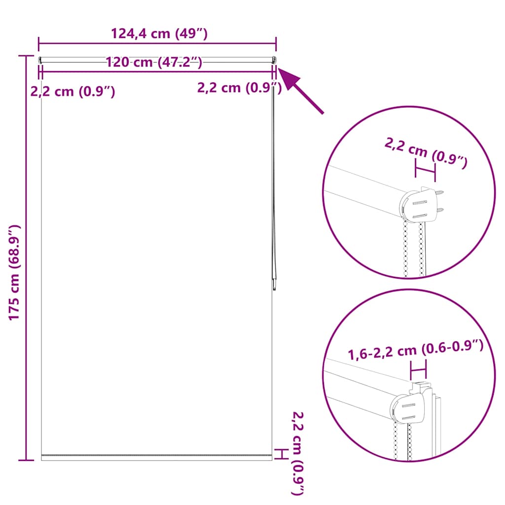 Verdunkelungsrollo 124,4 x 175 cm, Stoffbreite 120 cm, grau