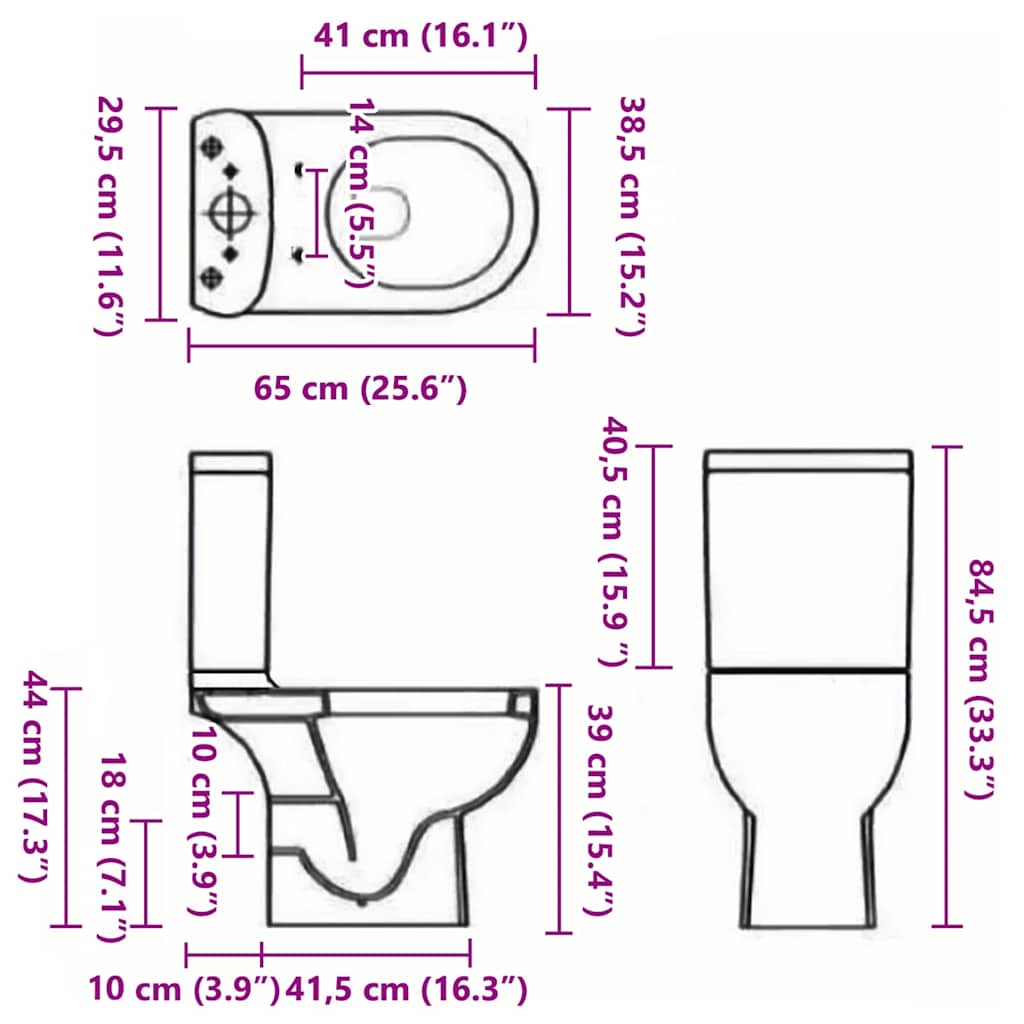 Keramik-Toilette Abgang Horizontal Weiß