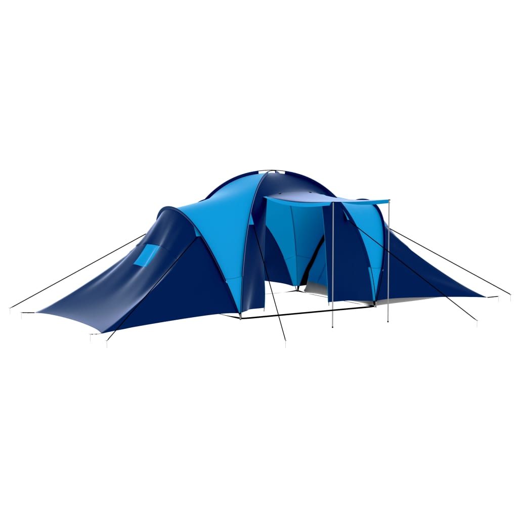 Camping tent fabric 9 people dark blue and blue