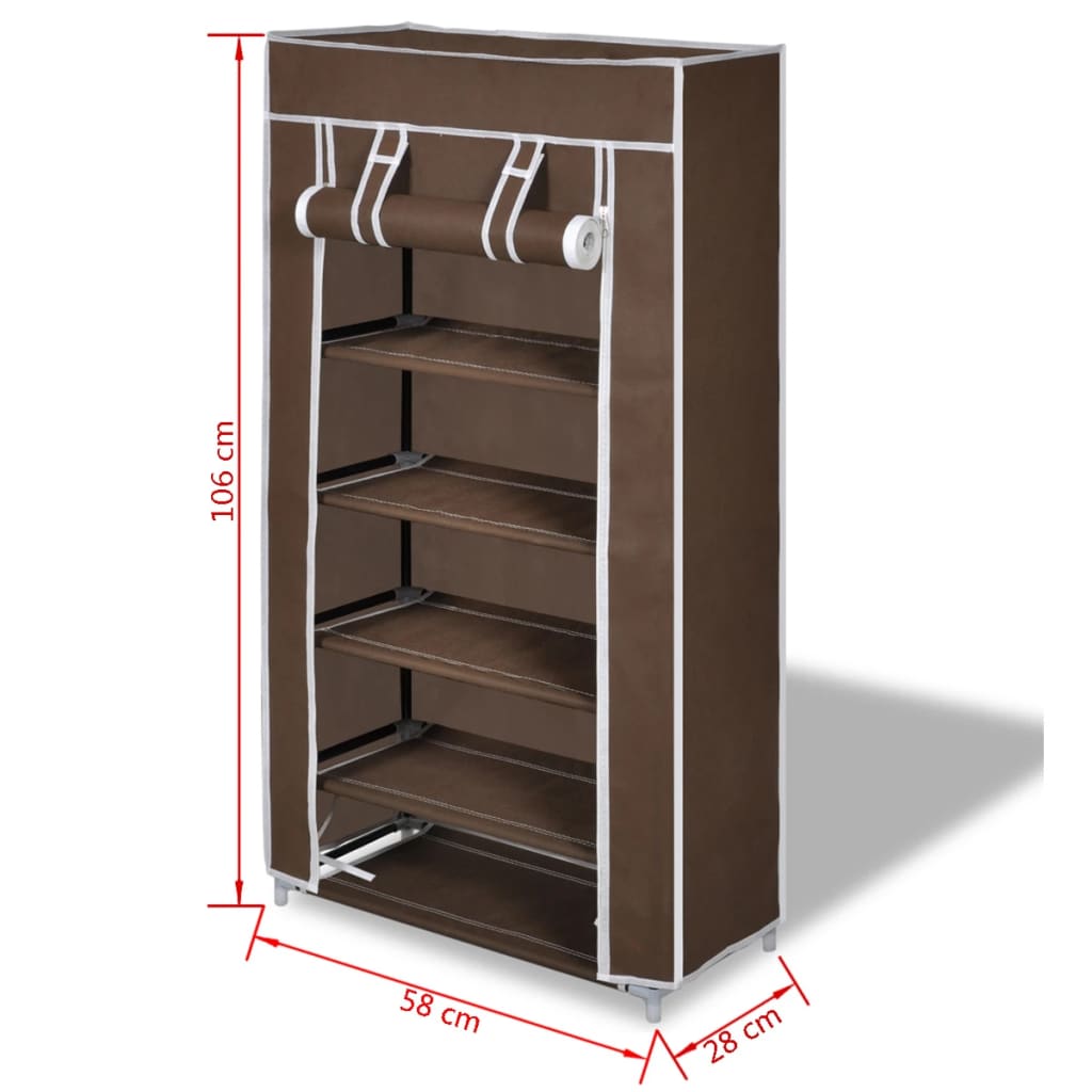 Meuble à chaussures étagère à chaussures rangement chaussures 5 niveaux 58 x 28 x 106 cm marron