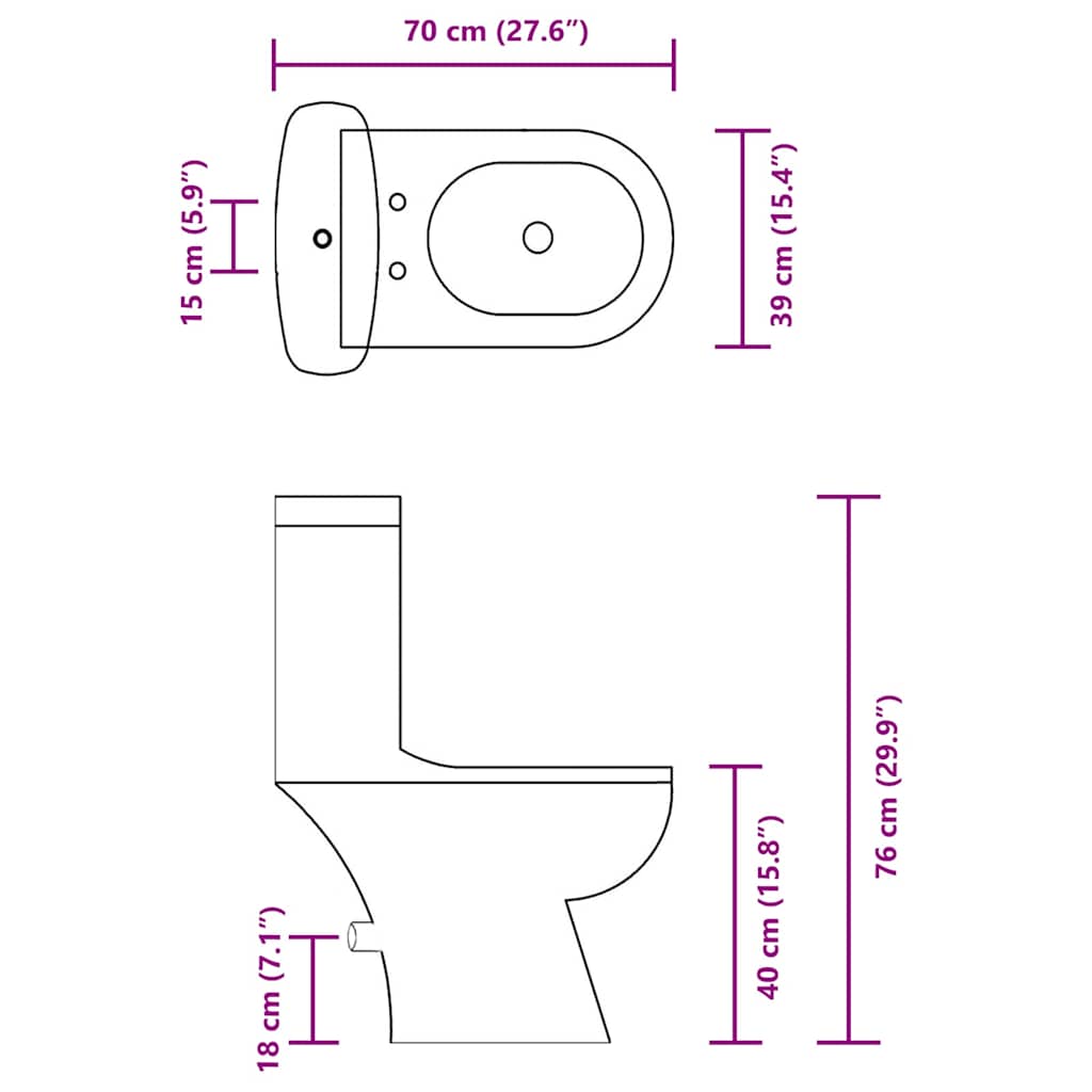 Toilette mit Spülkasten Schwarz