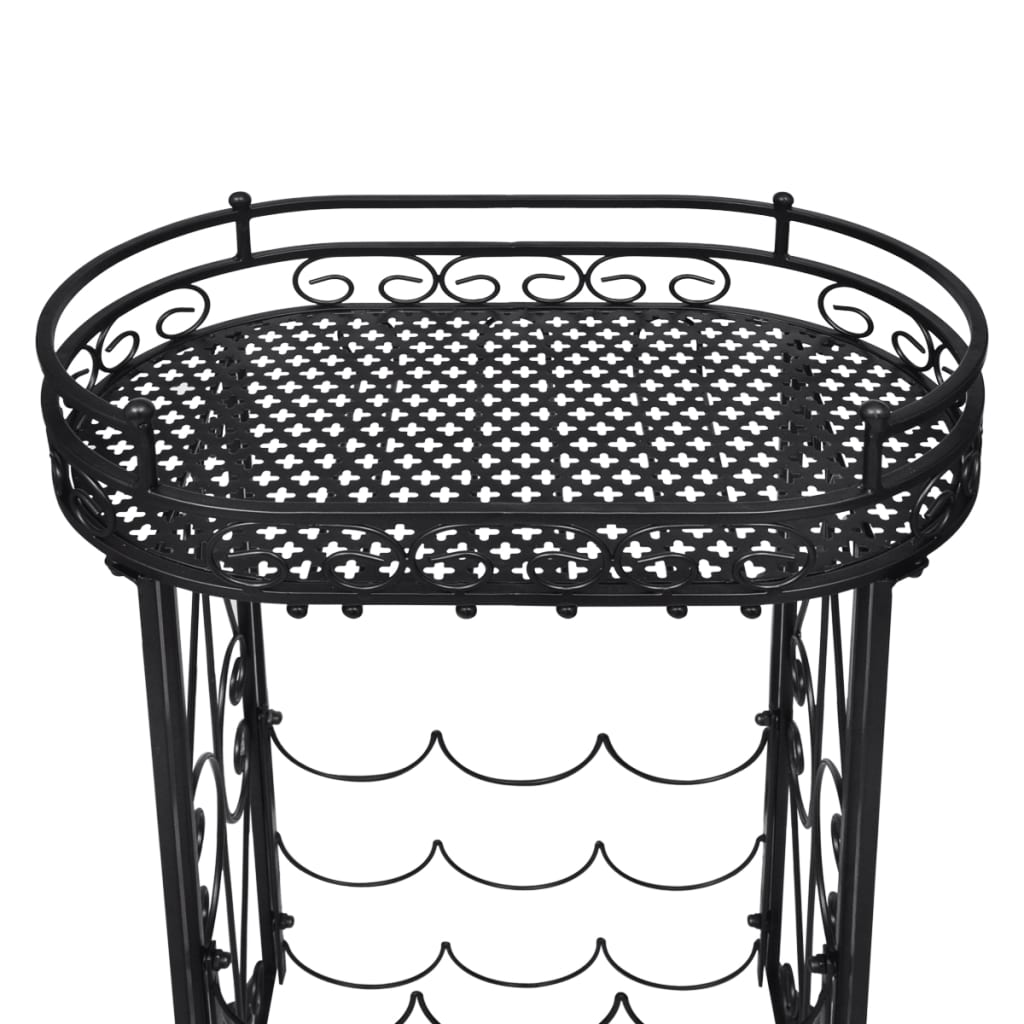 Casier à vin pour 9 bouteilles avec support pour verres à pied en métal
