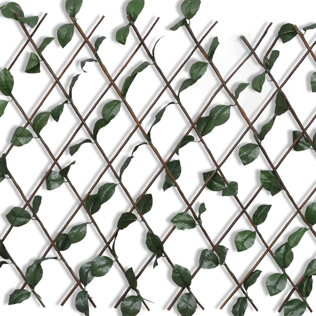 Treillis en saule 5 pièces avec feuilles artificielles 180×90 cm