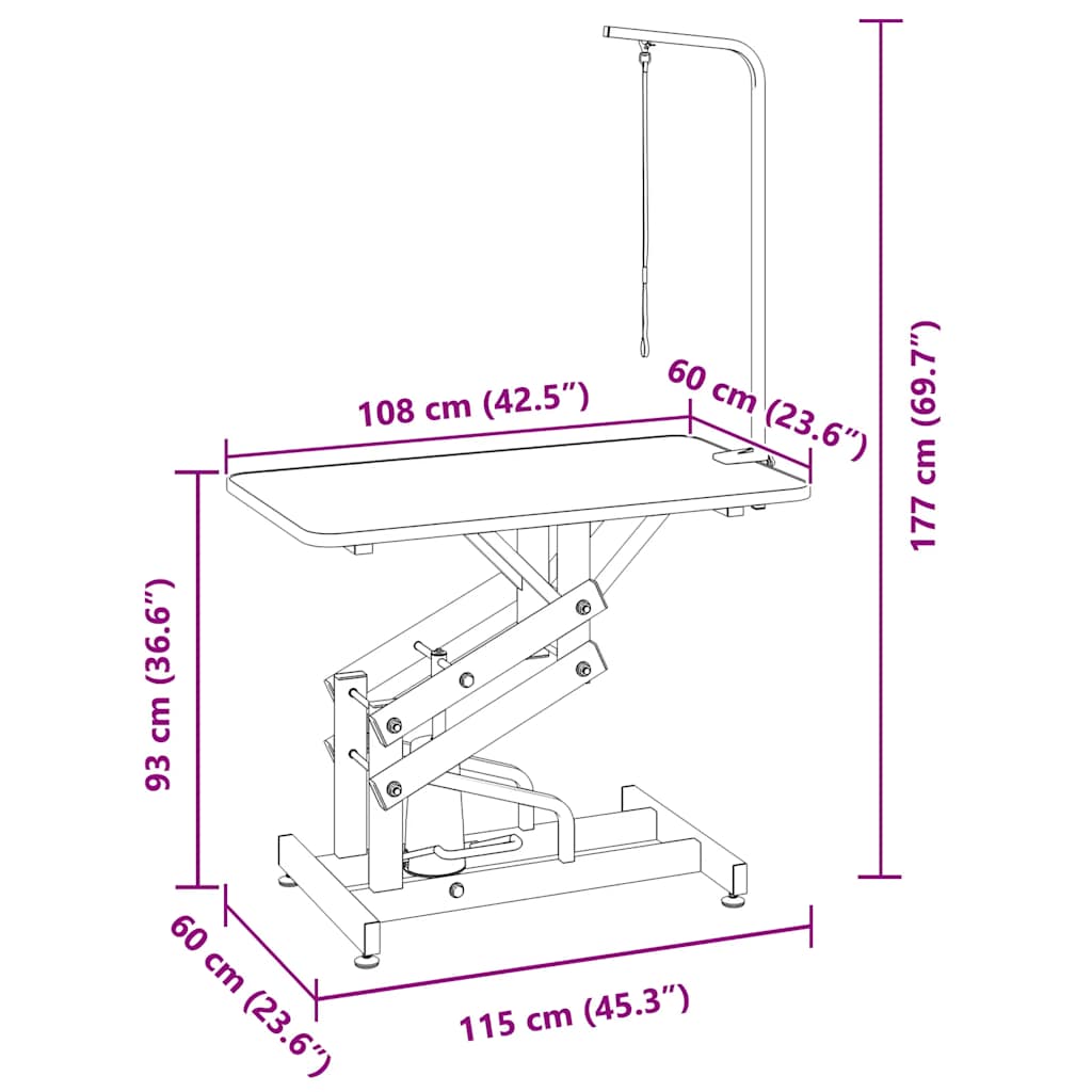 Hydraulischer Trimmtisch für Haustiere, Hunde, Katzen