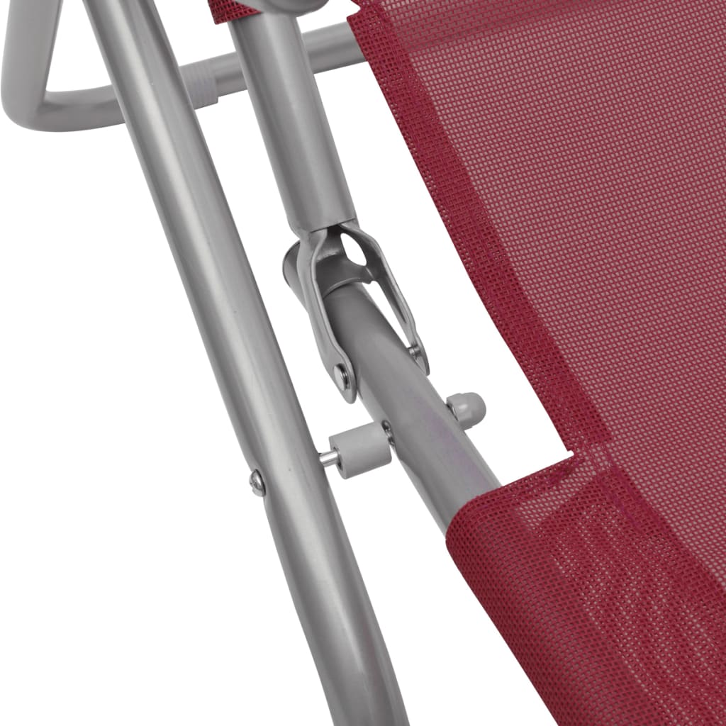Chaises longues 2 pièces avec fonction d'inclinaison Textilène Rouge