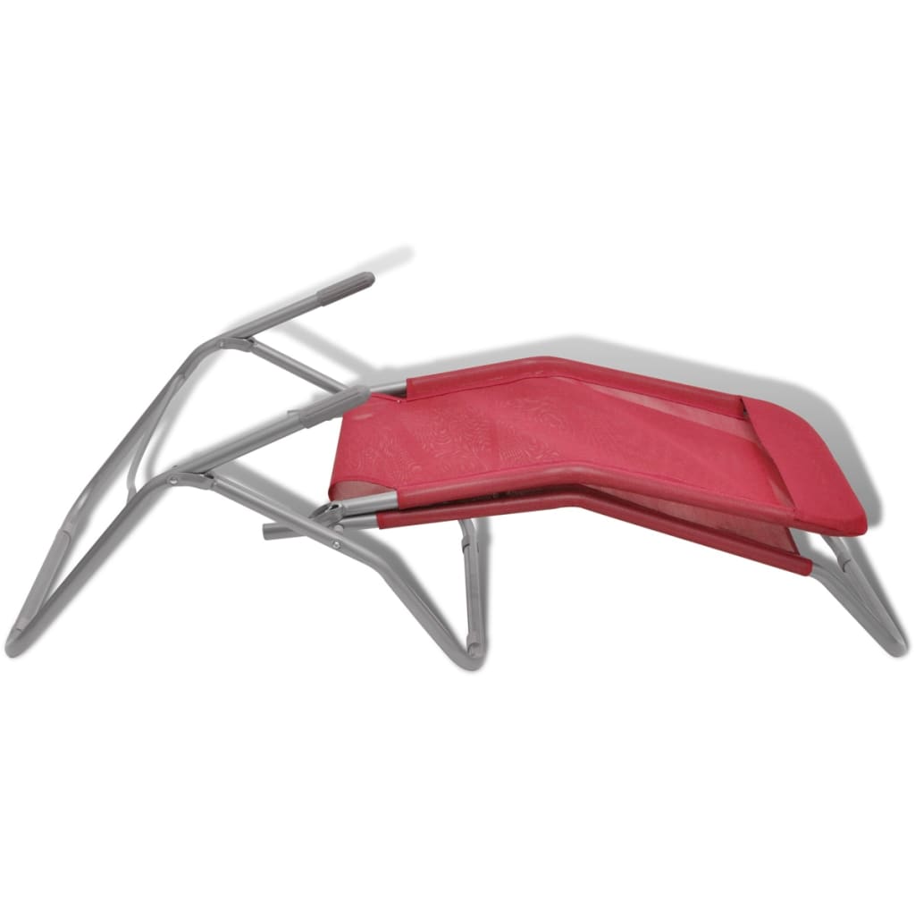 Chaises longues 2 pièces avec fonction d'inclinaison Textilène Rouge
