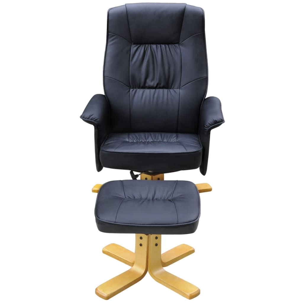 Sessel mit Fußhocker Schwarz Kunstleder