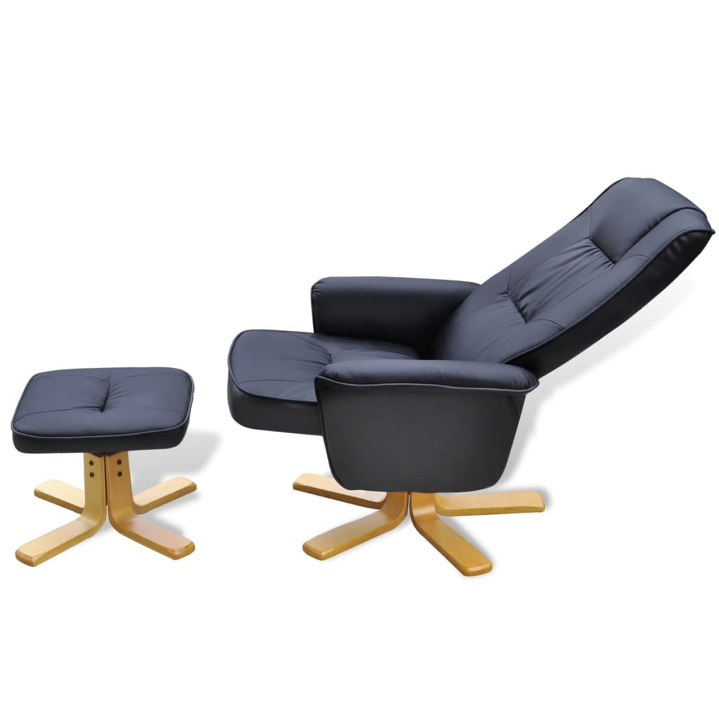 Sessel mit Fußhocker Schwarz Kunstleder