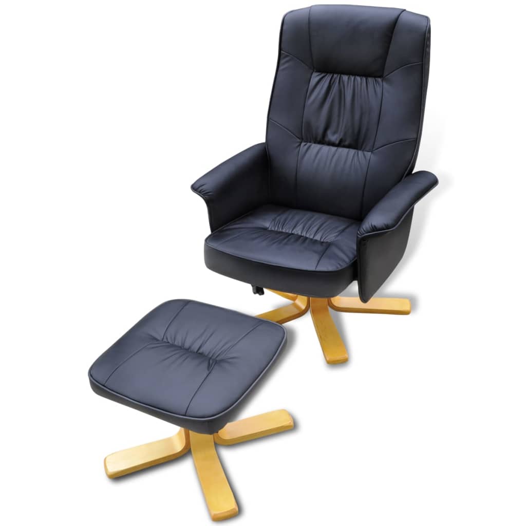 Sessel mit Fußhocker Schwarz Kunstleder