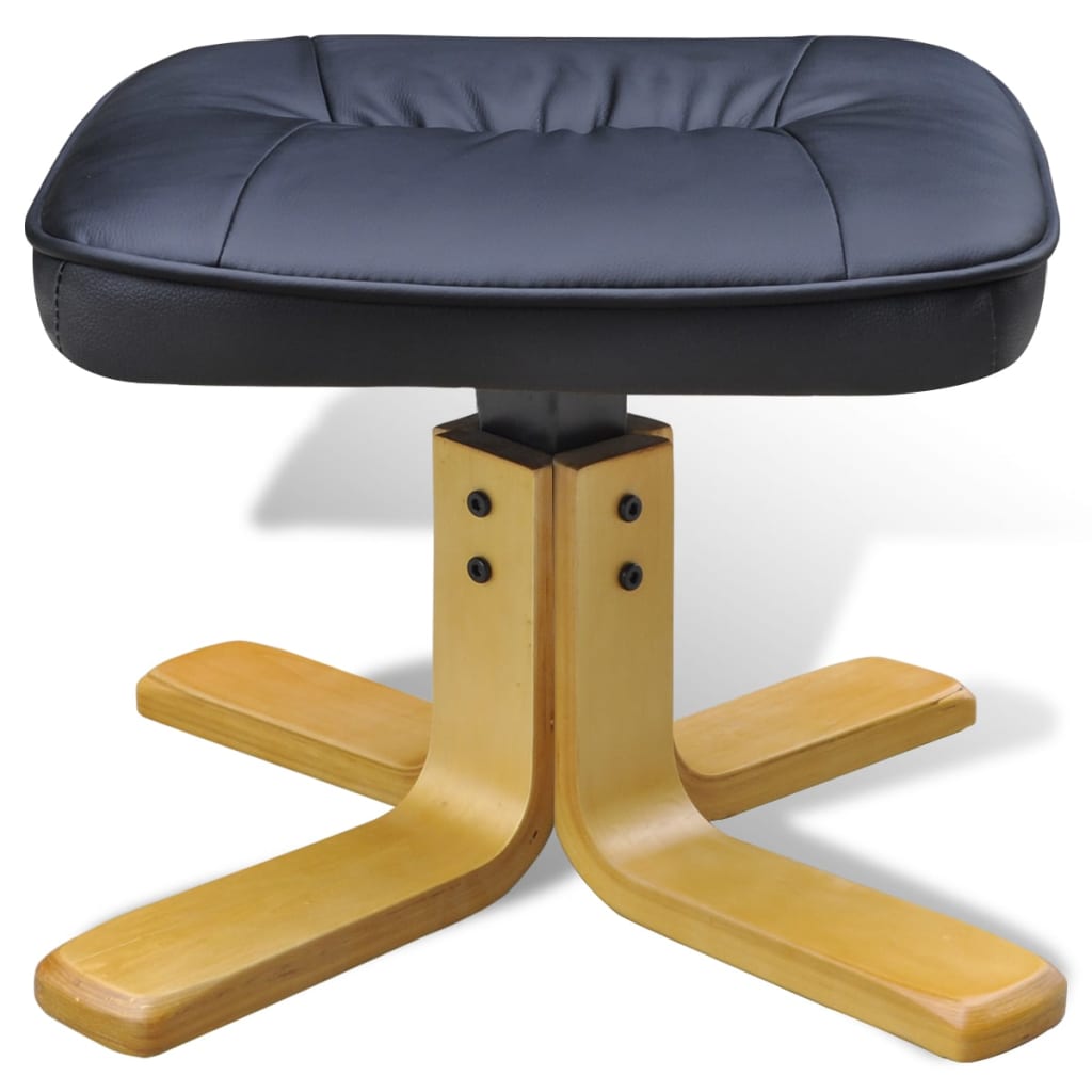 Sessel mit Fußhocker Schwarz Kunstleder