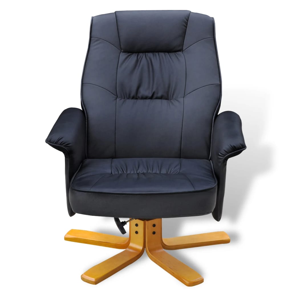 Sessel mit Fußhocker Schwarz Kunstleder