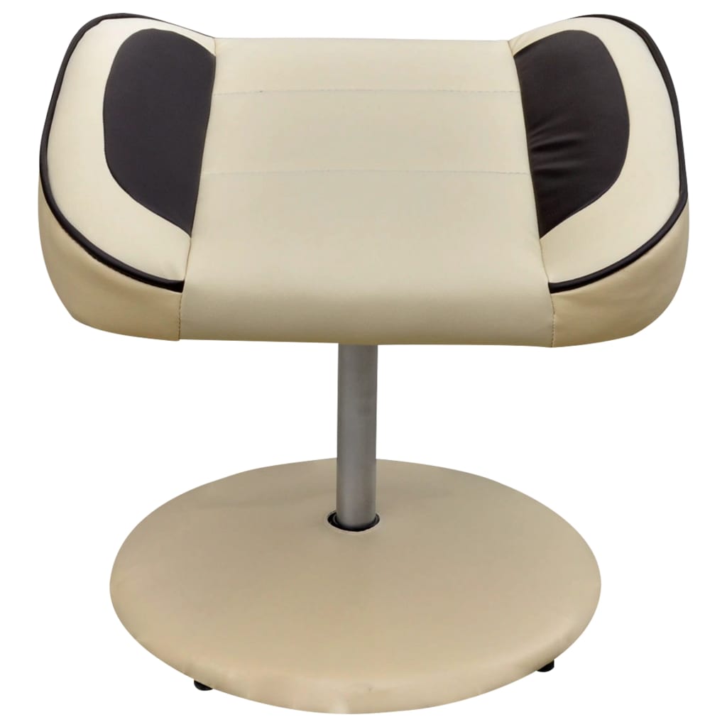 Sessel mit Fußhocker Cremeweiß Kunstleder